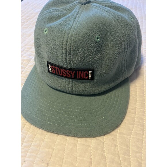 NEW Stussy Inc Laguna Beach Sherpa Fleece StrapBack One Size Hat Sea Foam Green - Picture 1 of 9